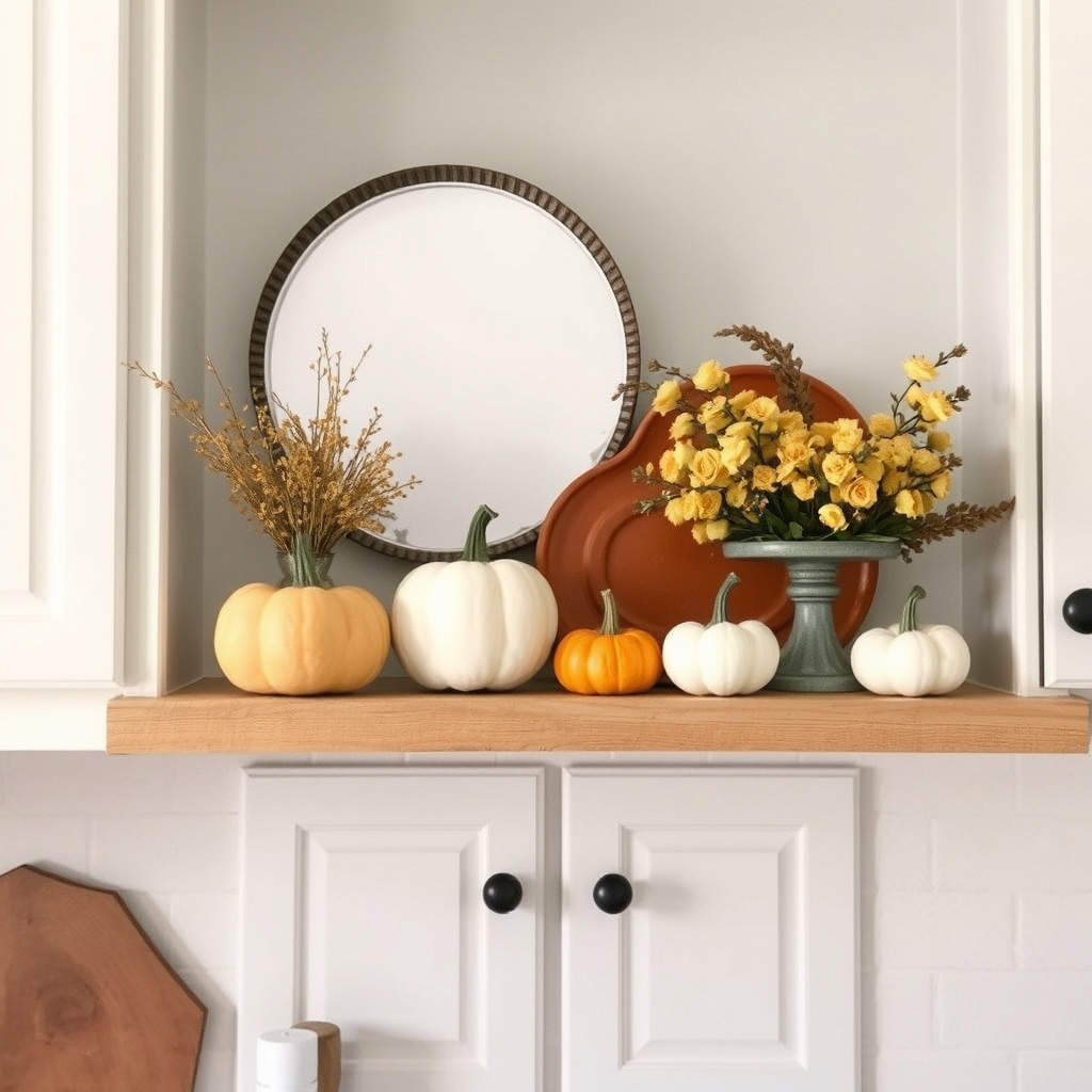 Styling Above Kitchen Cabinets with Seasonal Decor
