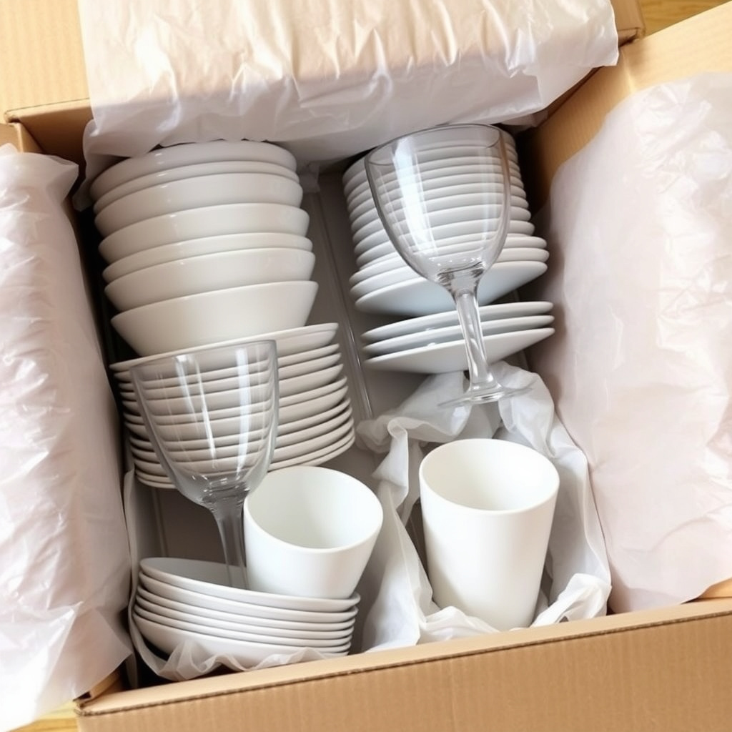 Packing Dishes, Glassware, and Utensils