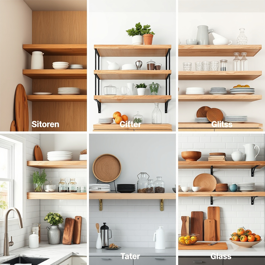 Materials and Designs for Open Kitchen Shelves