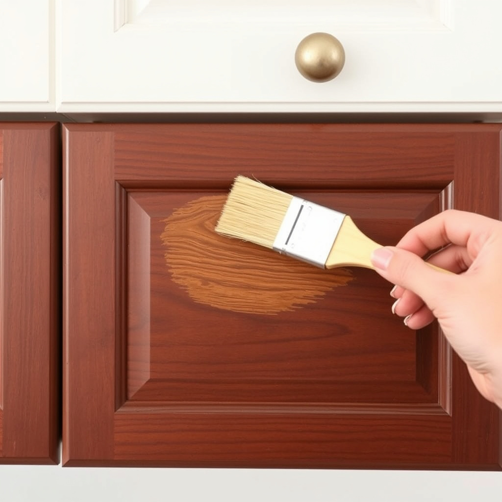 Applying Stain to Kitchen Cabinets