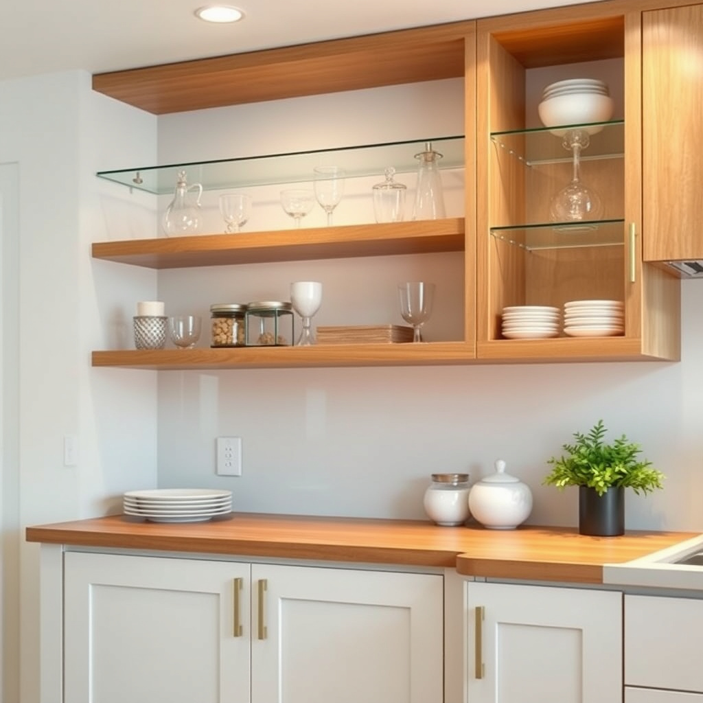 Glass and Open Shelving Options for Airiness