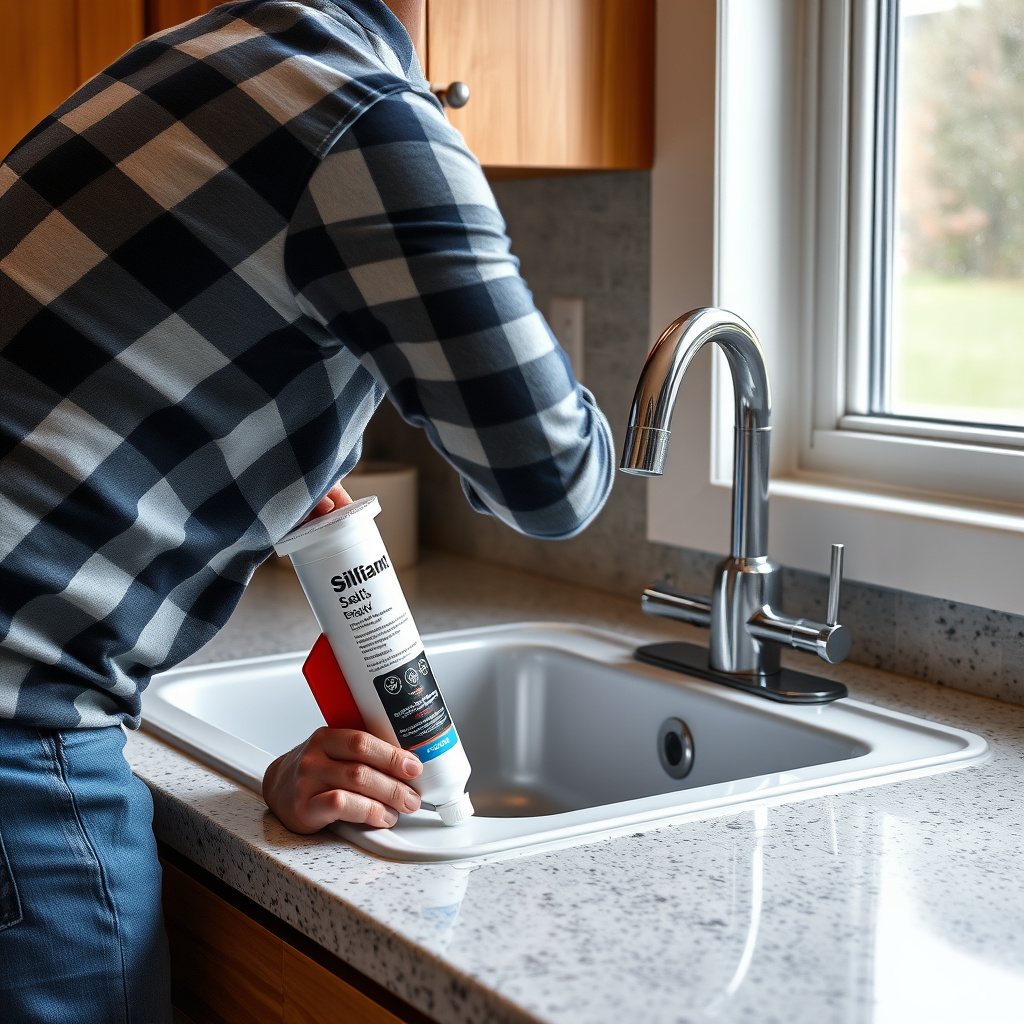 How to Seal Kitchen Sink to Countertop Effectively 7 Applying the Silicone Sealant