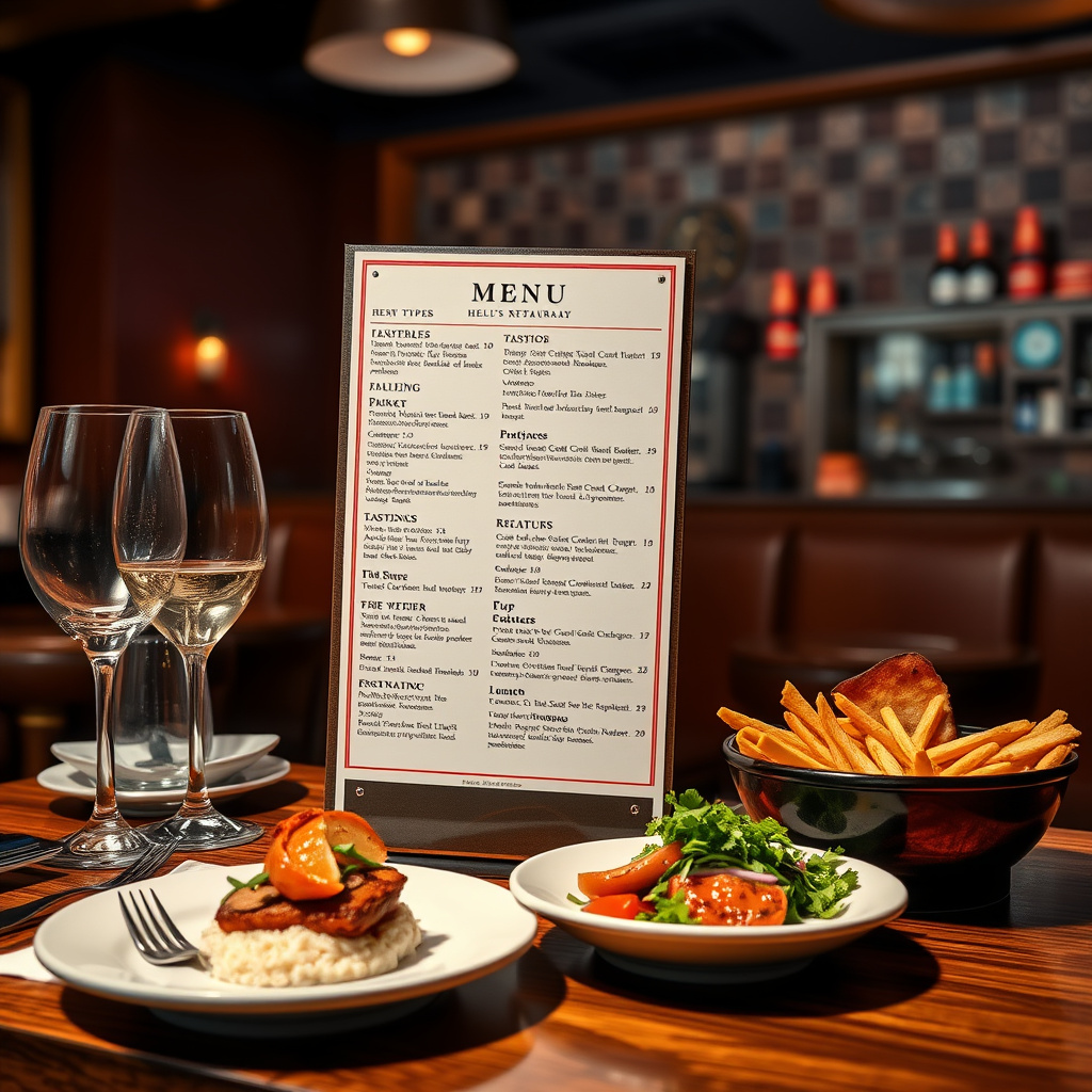 Menu Types: Dinner, Lunch, and Tasting