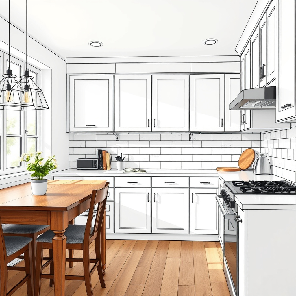 How to Draw a Kitchen: A Step-by-Step Guide for Beginners 6 Sketching Base and Wall Cabinets