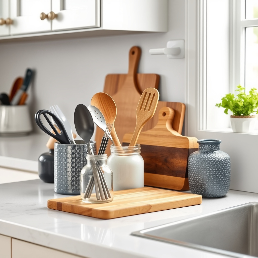 How to Accessorize a Kitchen Counter for Style and Functionality 4 Utensil Holders and Cutting Boards